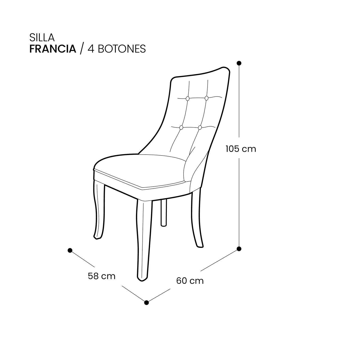Silla Francia 4 Botones